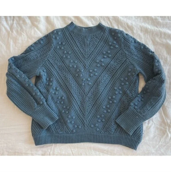 SÉZANE Solal Soft Wool Blend Bauble Knit Sweater In Vintage Blue XS NWOT - Picture 4 of 9